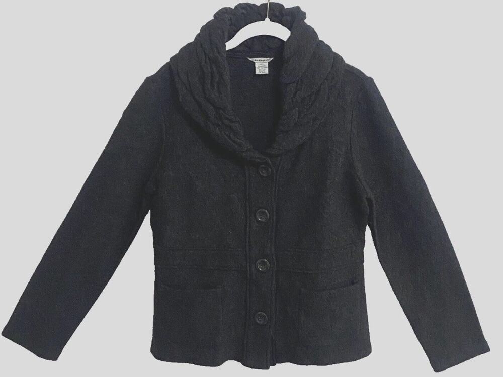 Richard Malcolm Womens Small 100% Wool Sweater Jacket Gray Pockets Button Up